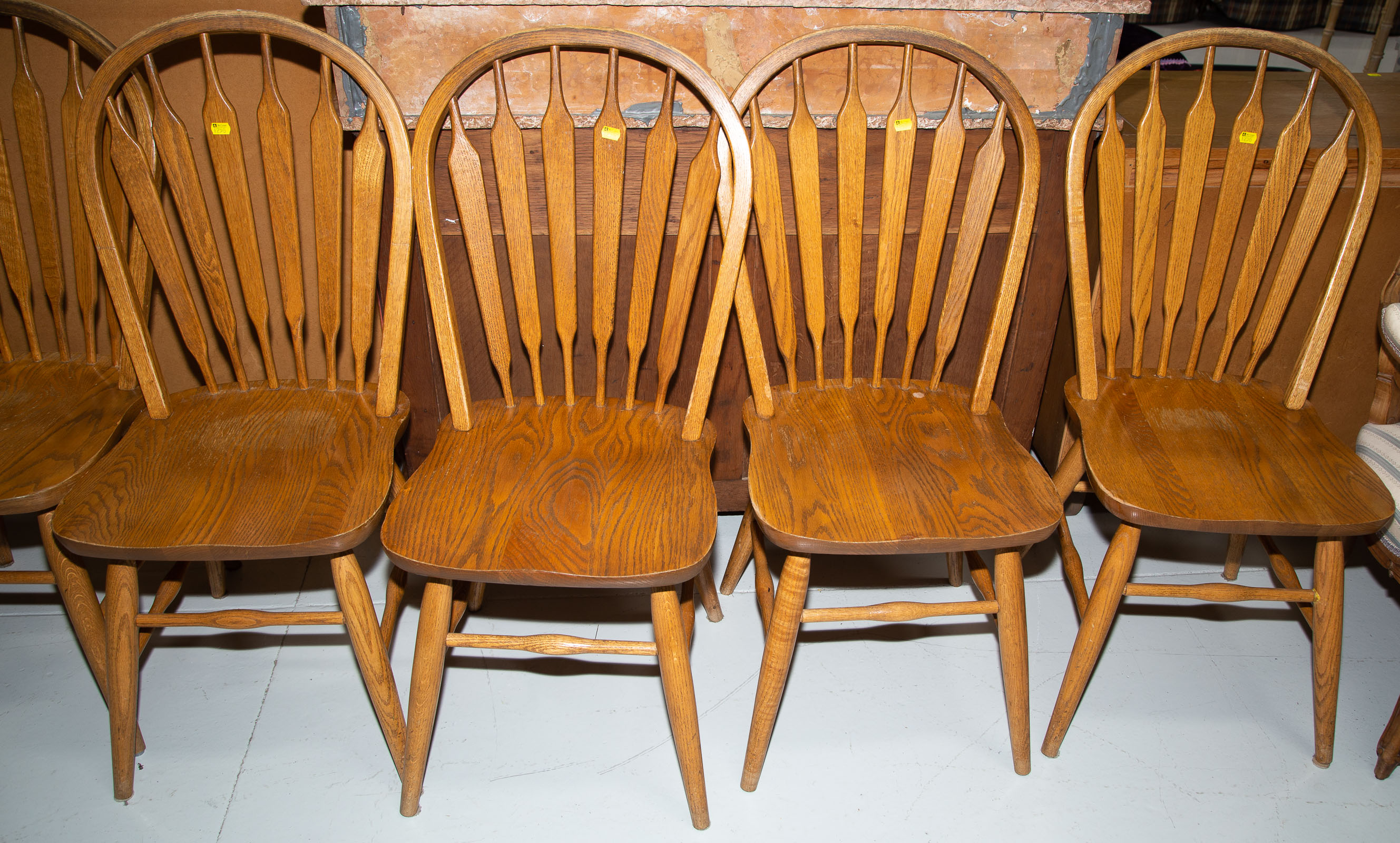 Appraisal: SET OF SIX OAK WINDSOR STYLE SIDE CHAIRS Dinaire Buffalo