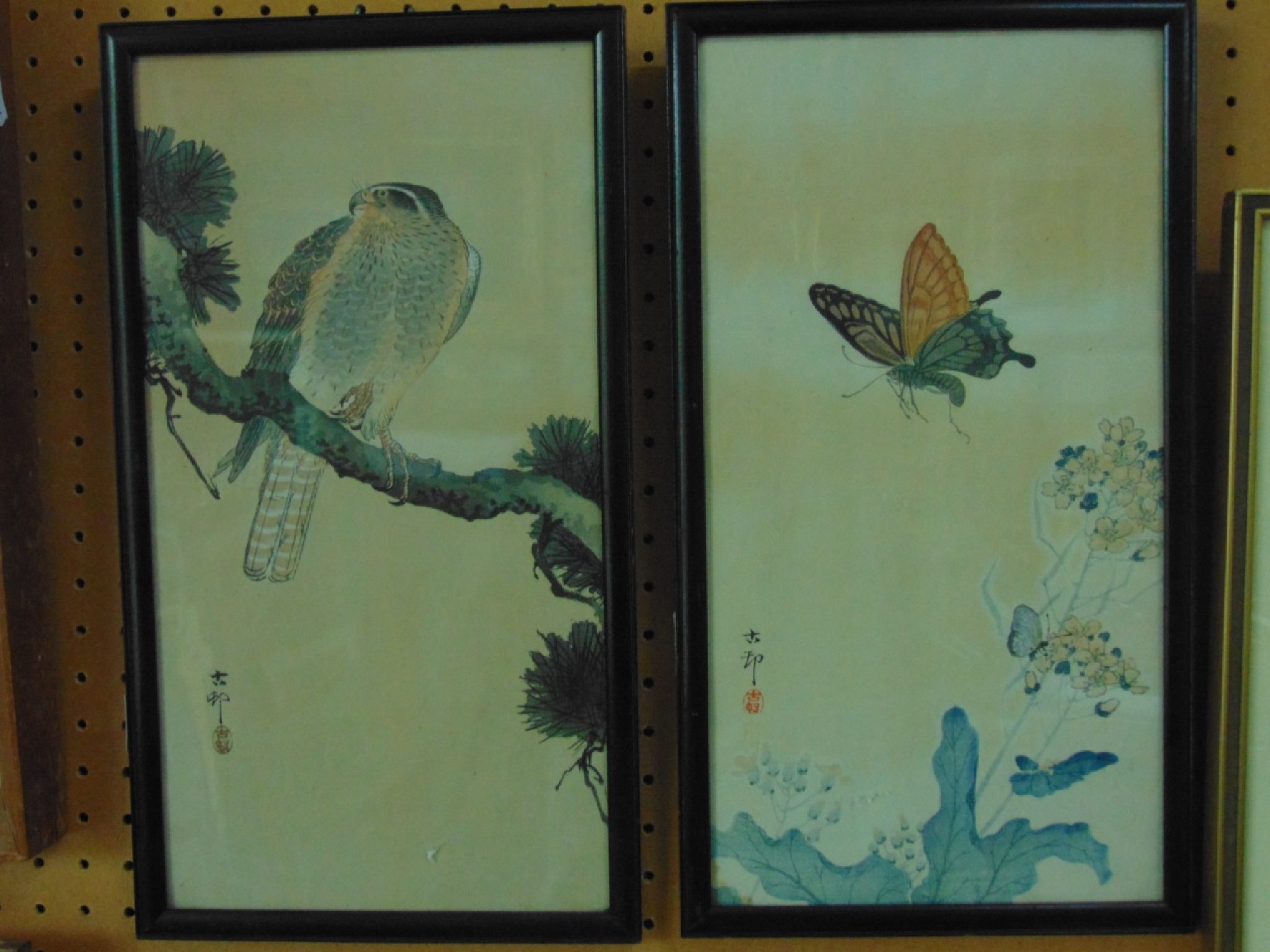 Appraisal: A pair of oriental woodcut type prints one showing a