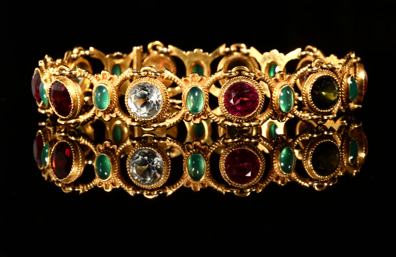 Appraisal: A K yellow gold and gemset bracelet H F The