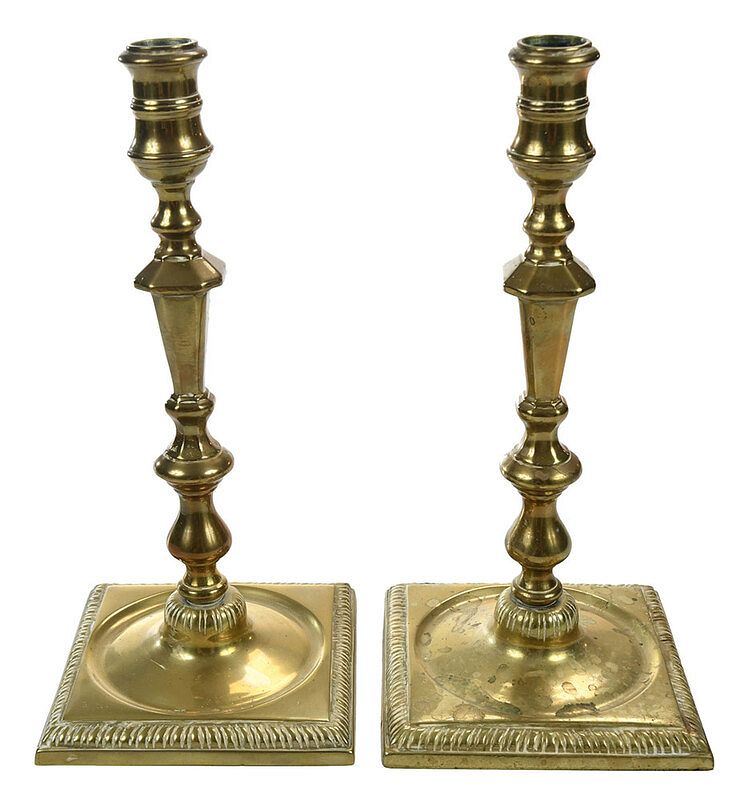 Appraisal: Pair of Georgian Brass Candlesticks British probably mid th century