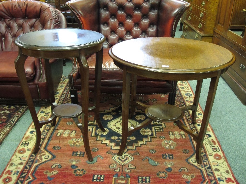 Appraisal: Edwardian mahogany circular two tier table and another