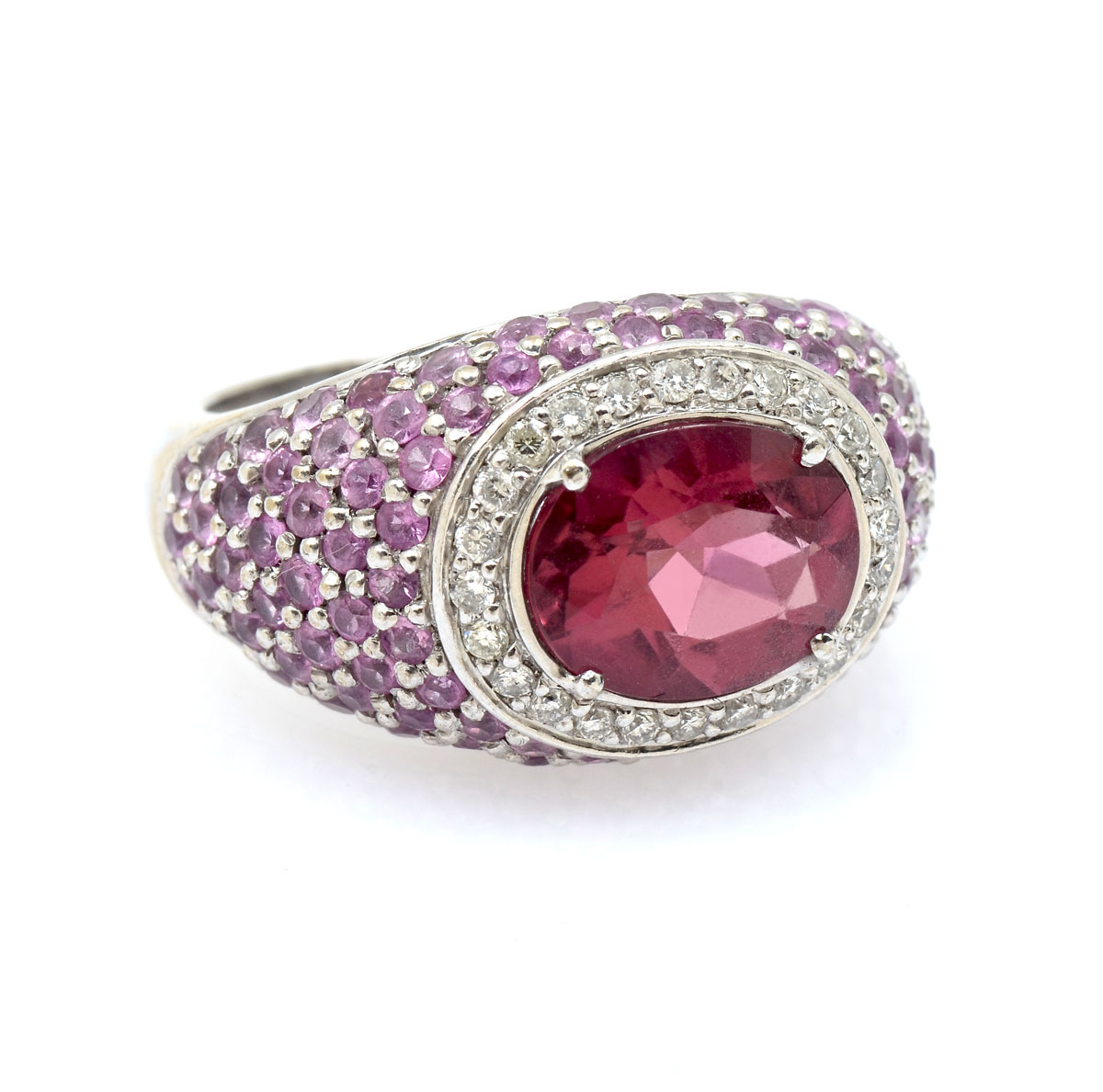 Appraisal: K CT TOURMALINE SAPPHIRE DIAMOND RING A single oval mixed