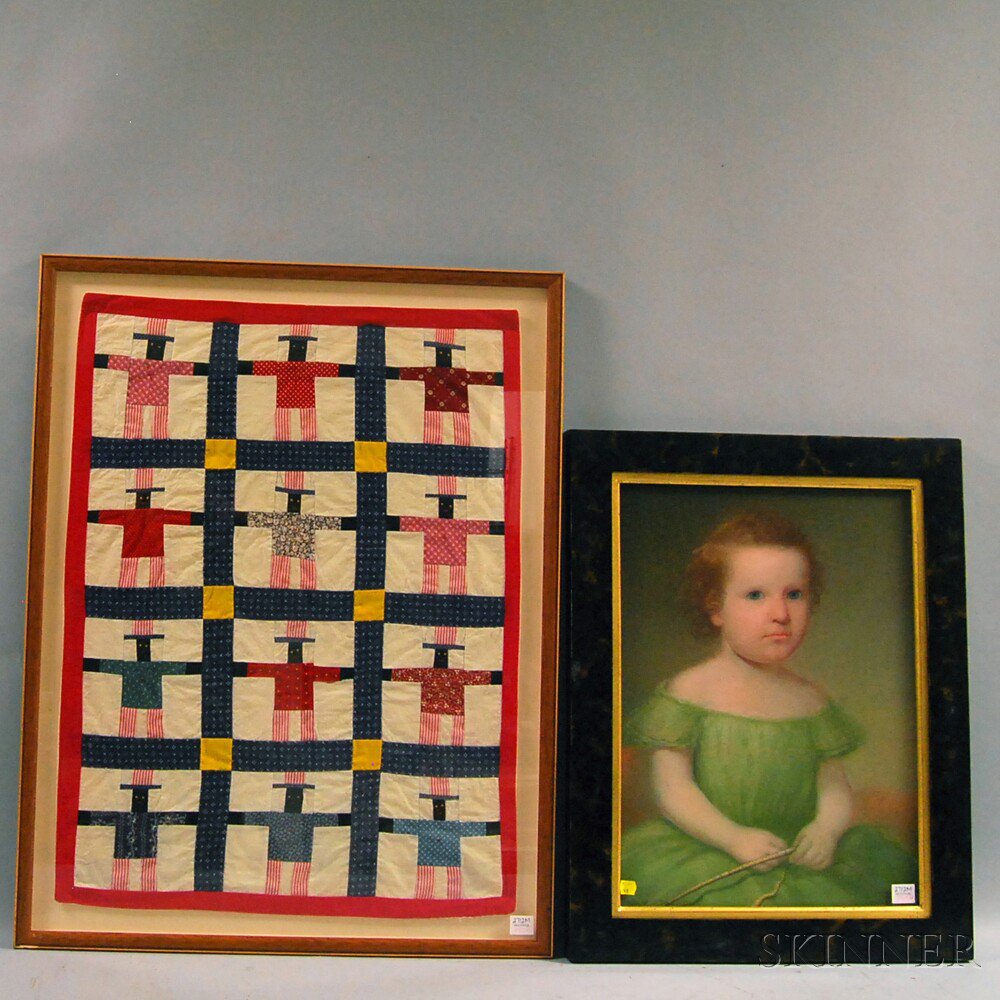 Appraisal: Pastel Portrait of a Young Girl and a Doll's Patchwork