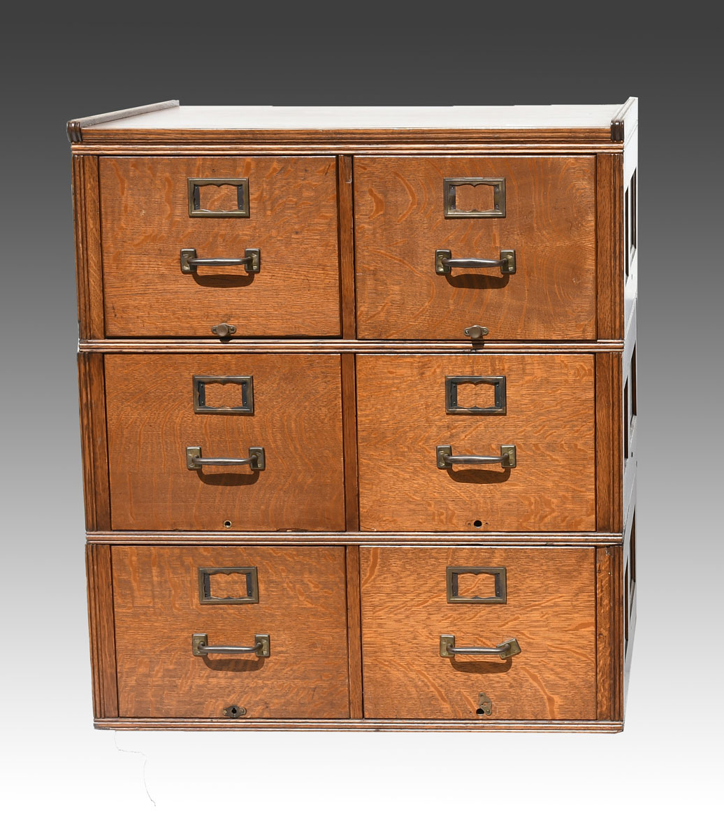 Appraisal: DRAWER STACKING OAK FILE CABINET Six drawer oak stacking file