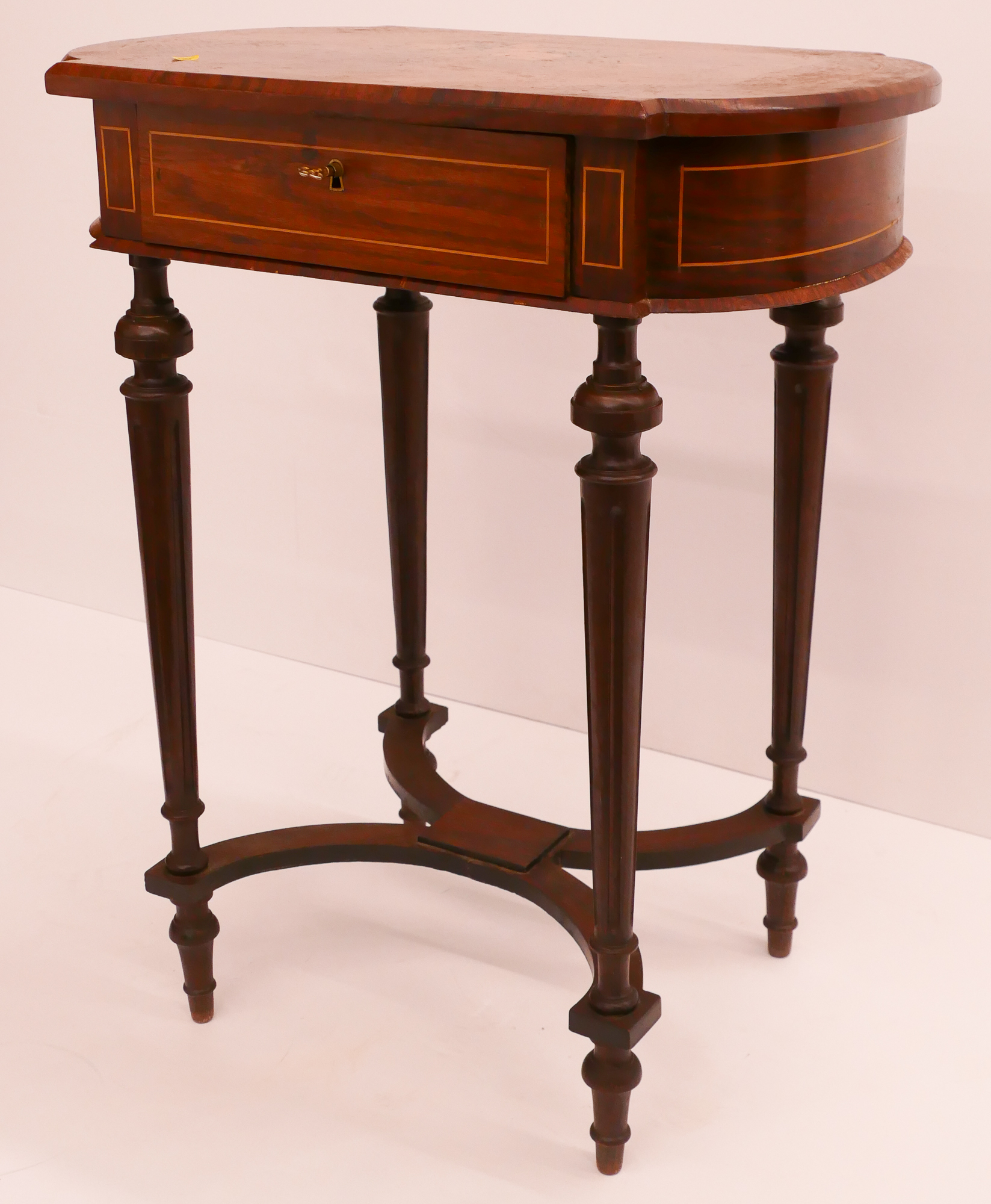 Appraisal: French Marquetry Inlaid Sewing Stand- x x ''- tilt top