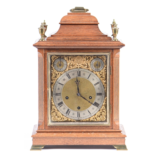 Appraisal: A German brass mounted oak bracket clock c in th