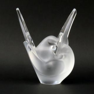 Appraisal: Lalique France Crystal Sylvie Swan Flower Frog Vase Lalique France