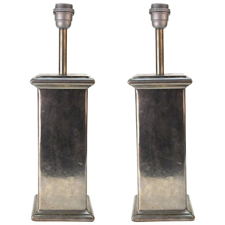 Appraisal: French Pewter Handmade Table Lamps Pair Pair of French pewter