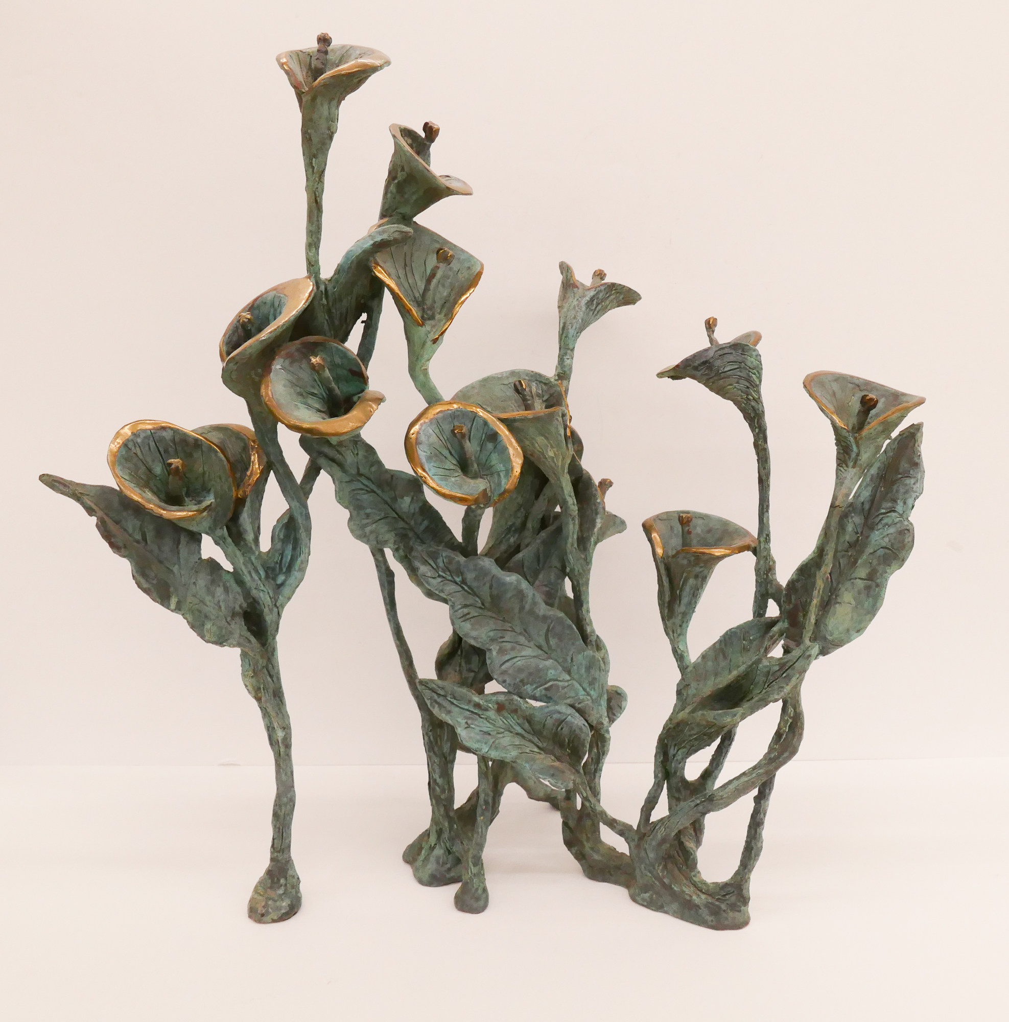 Appraisal: Modernist Patinated Bronze Calla Lily Flower Sculpture- unsigned- x x