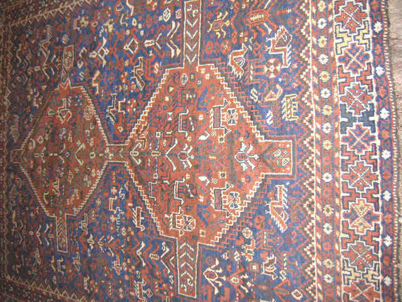 Appraisal: KHAMSEH TRIBAL CHICKEN RUG Southwest Persia circa The indigo field