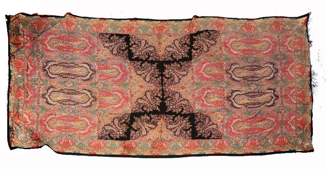 Appraisal: A TH CENTURY LARGE PAISLEY SHAWL with stylised peacock feather