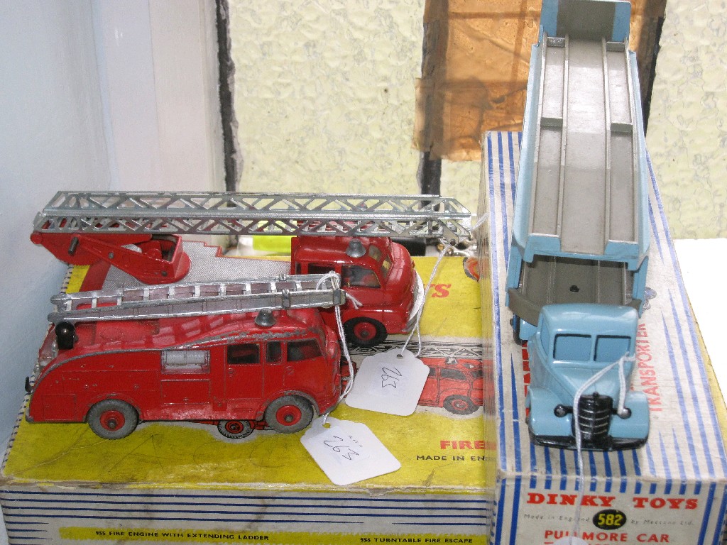 Appraisal: Boxed Dinky car transporter no and a Dinky fire service