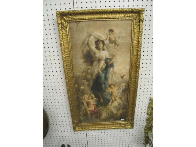 Appraisal: Fine Victorian Print of Maiden with Cupid faries in the