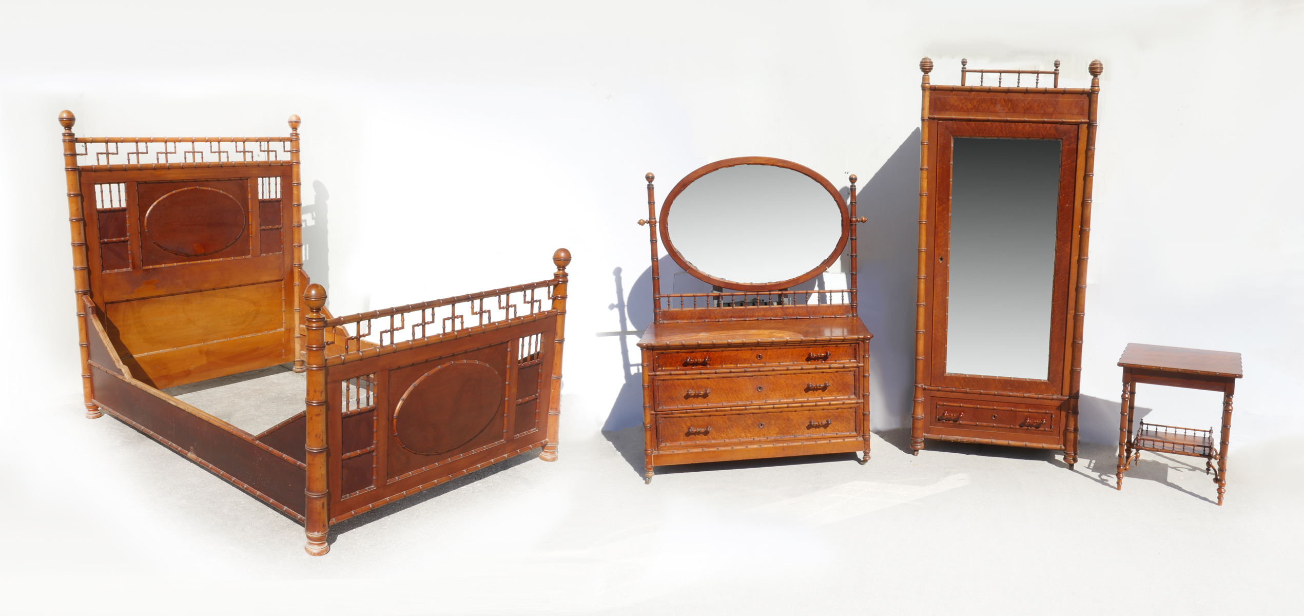 Appraisal: PC R J HORNER BAMBOO MOTIF BEDROOM SUITE Tall Single