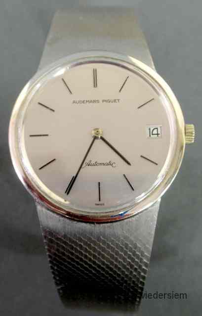 Appraisal: White gold Swiss men's wristwatch by Audemars Piquet ''dia band