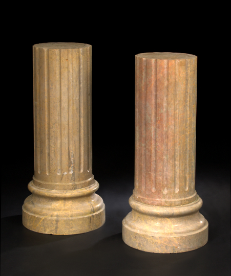 Appraisal: Pair of French Napoleon Tigre Marble Fluted Columnar Pedestals on