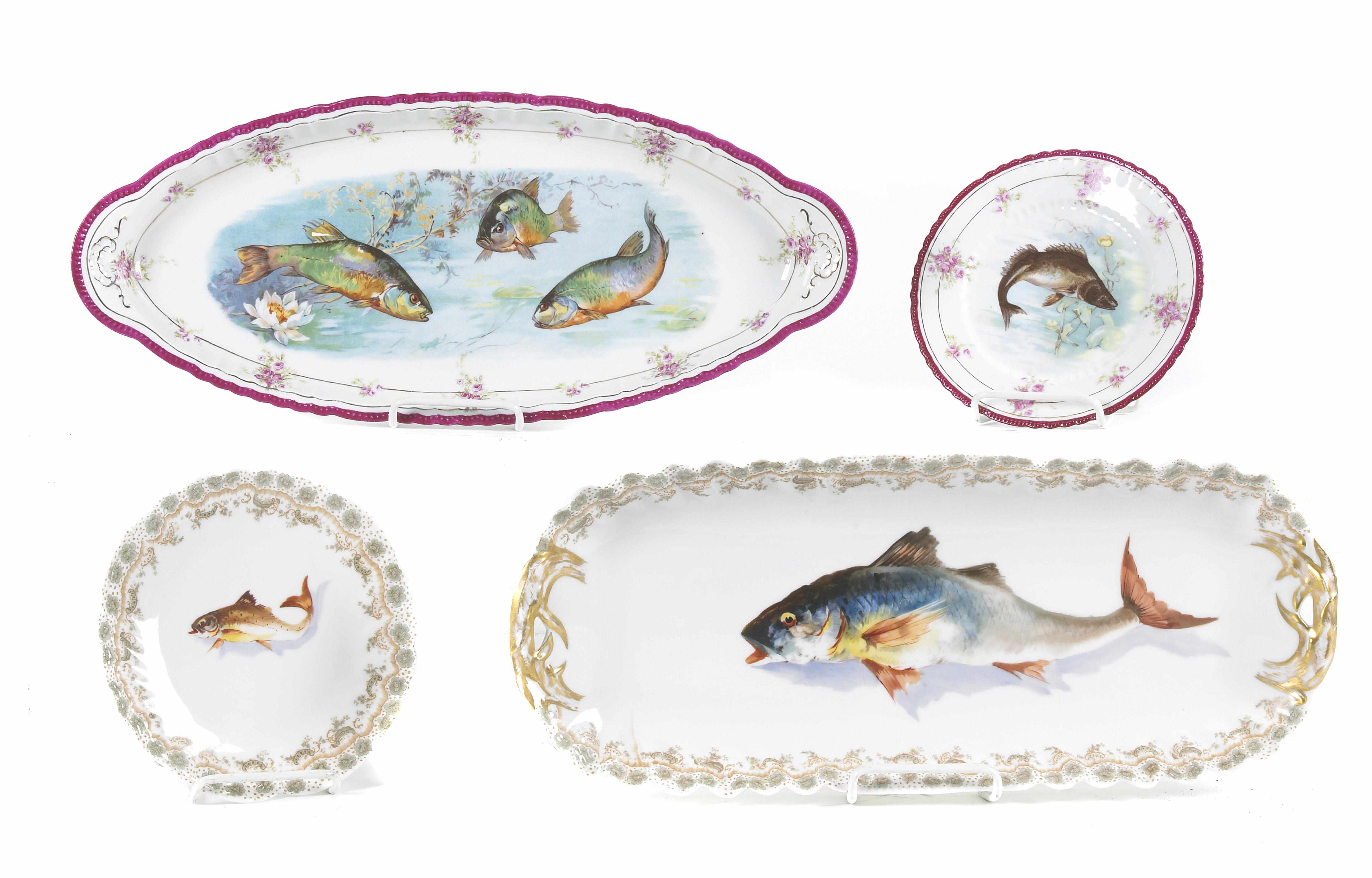 Appraisal: A group of two assorted Continental porcelain part fish services