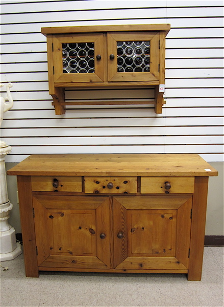 Appraisal: PINE WALL CABINET AND MATCHING BUFFET Austrian th century elements