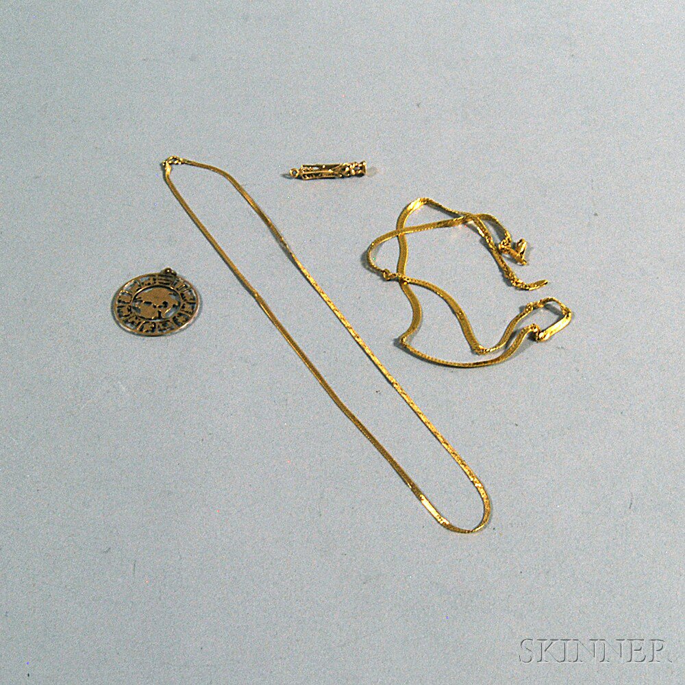 Appraisal: Small Group of kt Gold Jewelry a zodiac pendant a