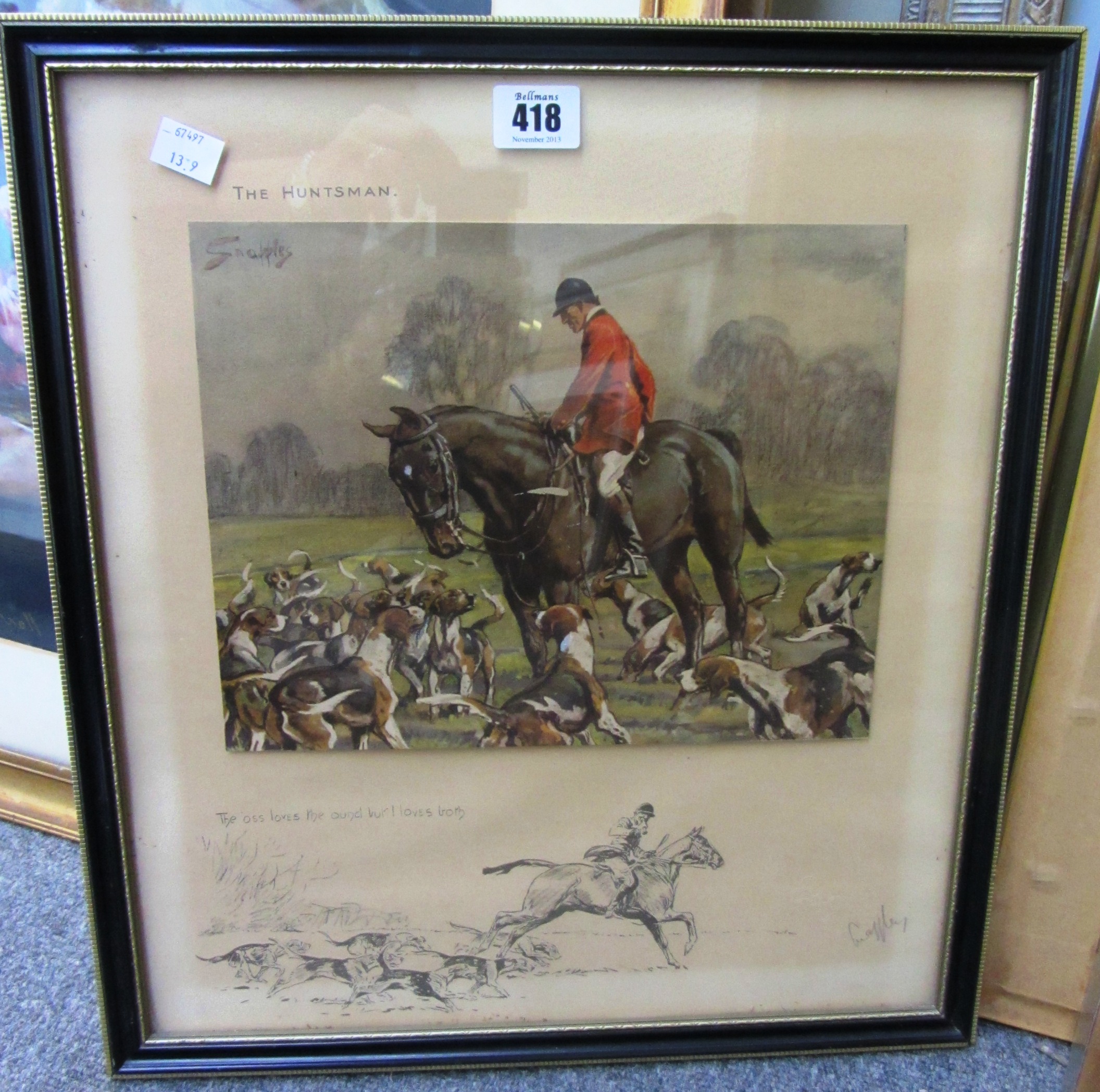 Appraisal: Snaffles' Charles Johnson Payne - The Huntsman colour print signed