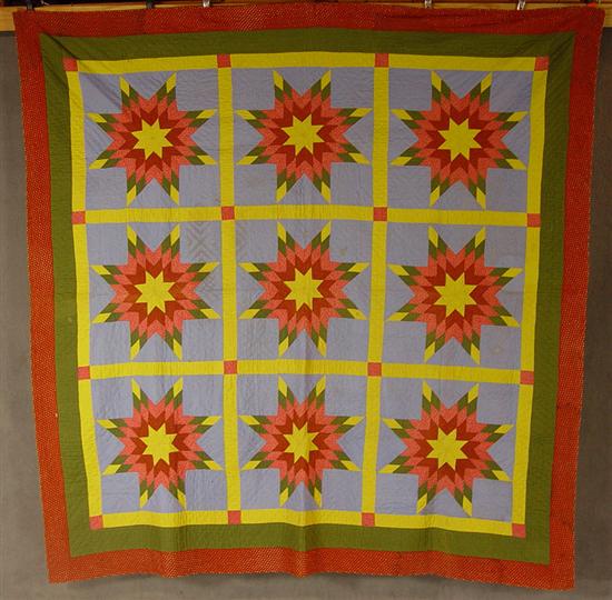 Appraisal: Nine Star Pieced Quilt Nine star pieced quilt in yellow