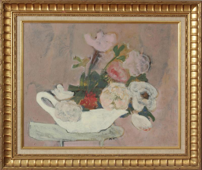 Appraisal: th Century School Flower Bouquet Oil on canvasboard signed with