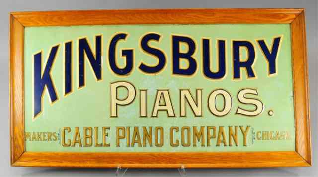 Appraisal: 'KINGSBURY PIANO CO '' SIGN Embossed tin very colorful with