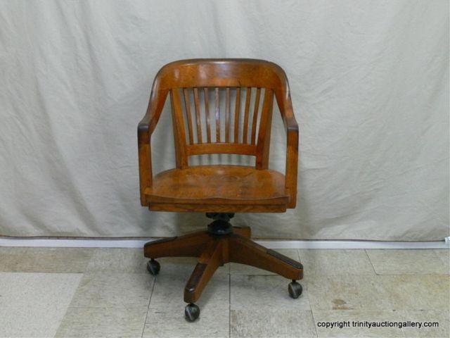 Appraisal: Vintage Solid Oak Office Desk Chair - Circa 's heavy