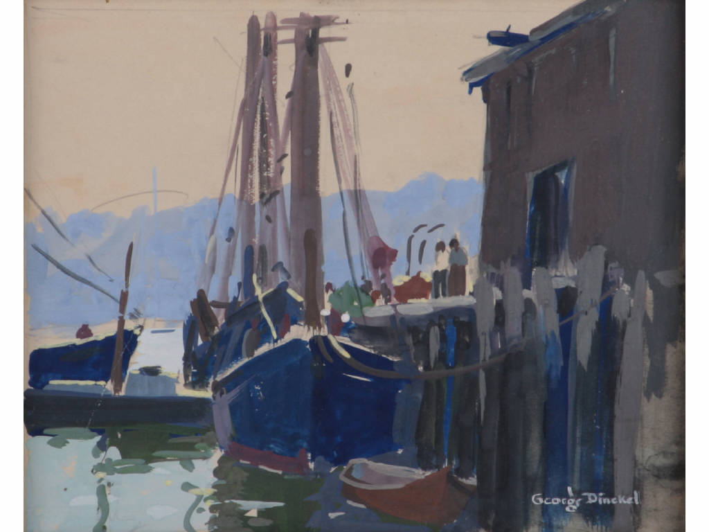 Appraisal: George Dinckel OH MA - Rockport Harbor watercolor on paper