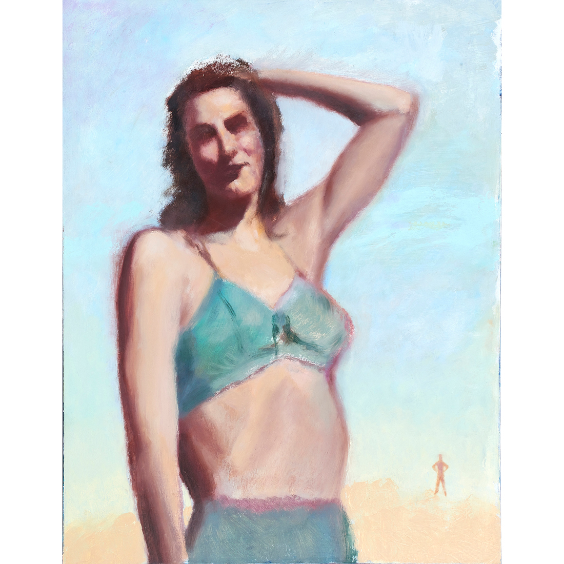 Appraisal: PAINTING AMERICAN SCHOOL American School th century Woman in Swimsuit