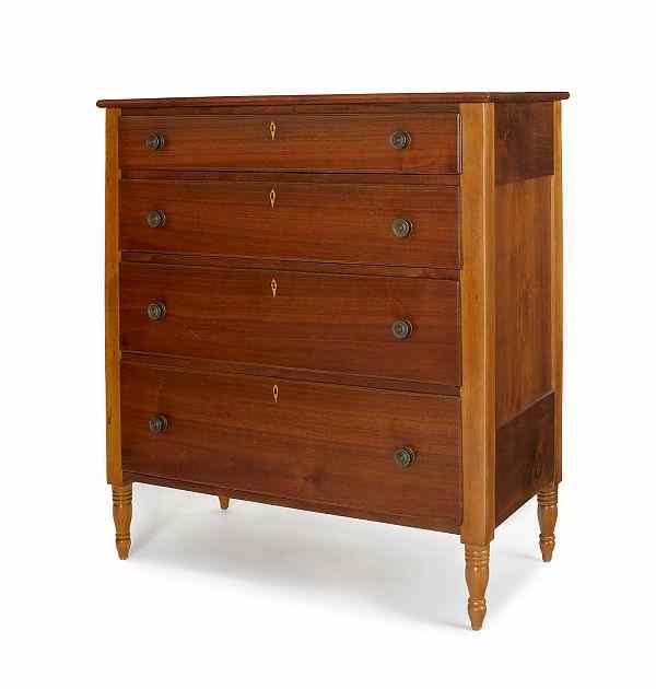 Appraisal: Pennsylvania Sheraton walnut chest of drawers early th c h