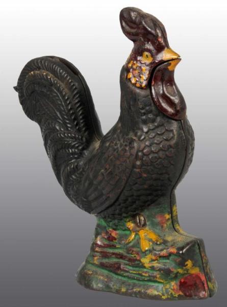 Appraisal: Cast Iron Rooster Mechanical Bank Description Manufactured by Kyser and