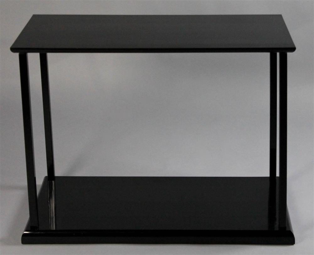 Appraisal: BLACK LACQUER TABLE th C table breaks down to legs