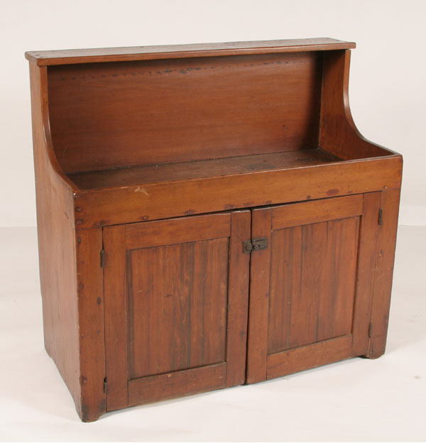 Appraisal: Primitive pine dry sink two doors below H x W