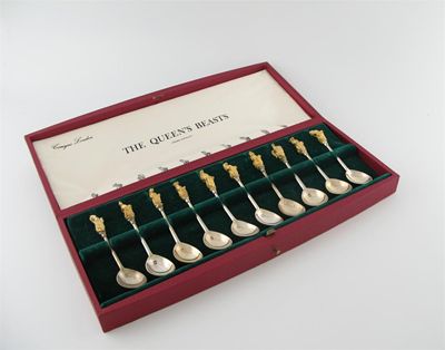 Appraisal: A set of ten Commemorative parcel-gilt Queen's Beasts spoons London