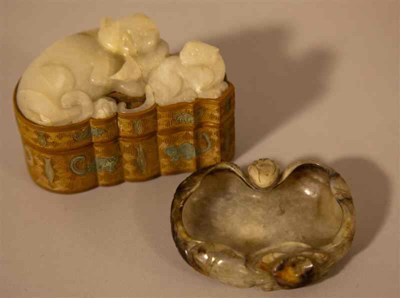 Appraisal: CHINESE WHITE JADE TOPPED INLAID WOOD BOX Qing dynasty th