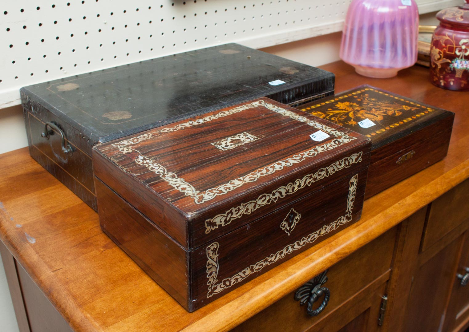 Appraisal: Three boxes including two dresser boxes and a document box