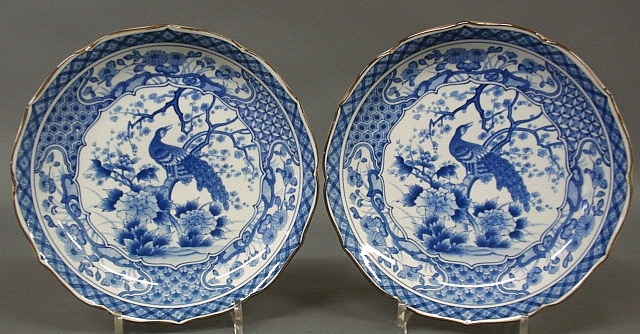 Appraisal: - Pair of Japanese blue and white plates probably th