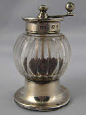 Appraisal: A late Victorian sterling silver mounted cut glass pepper mill