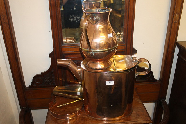 Appraisal: A LARGE VICTORIAN COPPER WATERING CAN a copper jug a