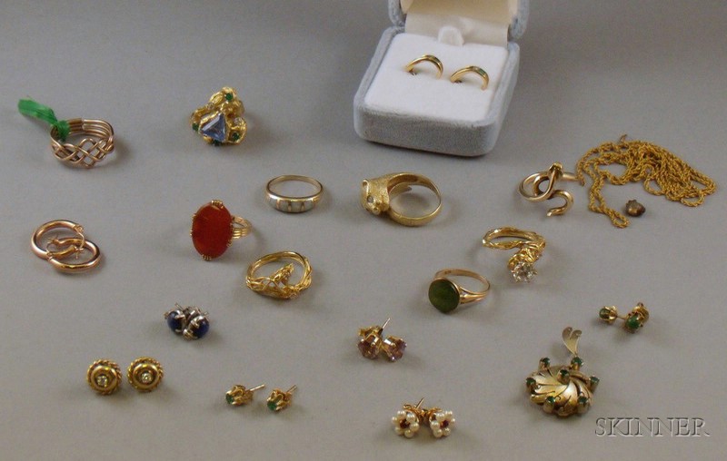 Appraisal: Small Group of Assorted Gold and Gemstone Estate Jewelry including