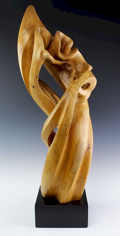 Appraisal: VTG Abstract Free Form Wood Art Sculpture SIGNED th Century