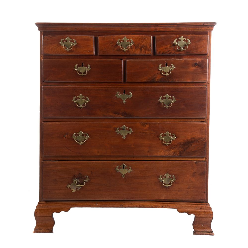 Appraisal: American Chippendale Walnut Semi-Tall Chest Pennsylvania circa three small drawers