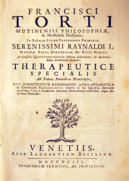 Appraisal: vol Torti Francesco Therapeutice Specialis ad Febres Periodicas Perniciosas Venice