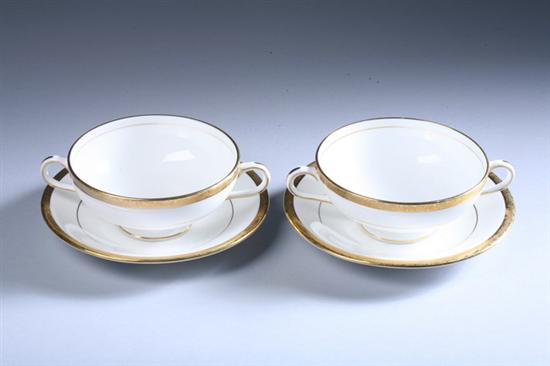 Appraisal: TWELVE MINTON BONE CHINA BOUILLON CUPS WITH UNDERTRAYS H pattern