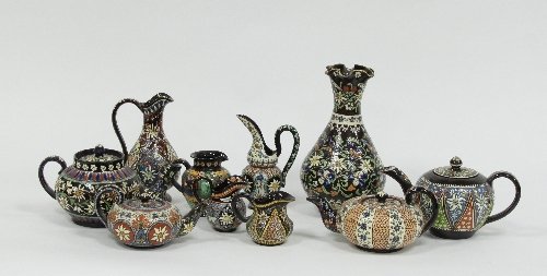 Appraisal: Thoune pottery A collection of items including vases jugs etc