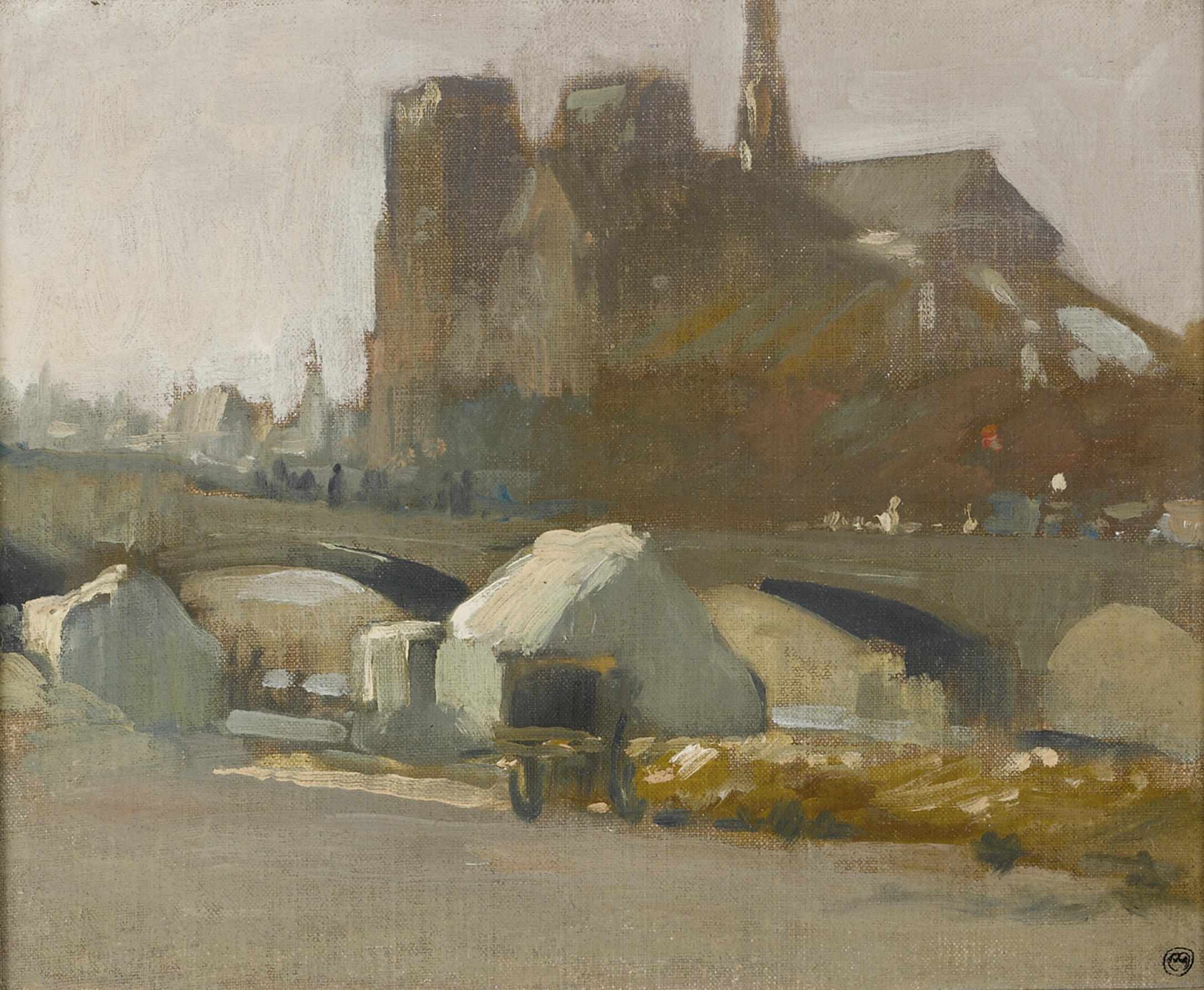 Appraisal: Xavier Martinez American - View of Notre Dame monogrammed 'XM'