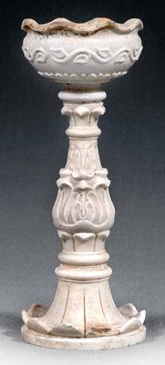 Appraisal: Three piece marble planter top with scalloped rim above carved