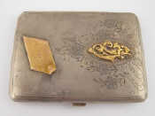 Appraisal: A Soviet Russian silver standard cigarette case with yellow metal