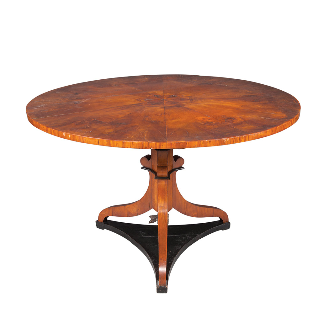 Appraisal: Biedermeier Parcel Gilt and Part Ebonized Walnut Tilt-Top Breakfast Table